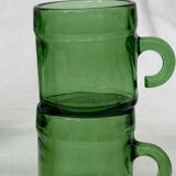 Lot of 10 vintage coffee cups green Duralex style