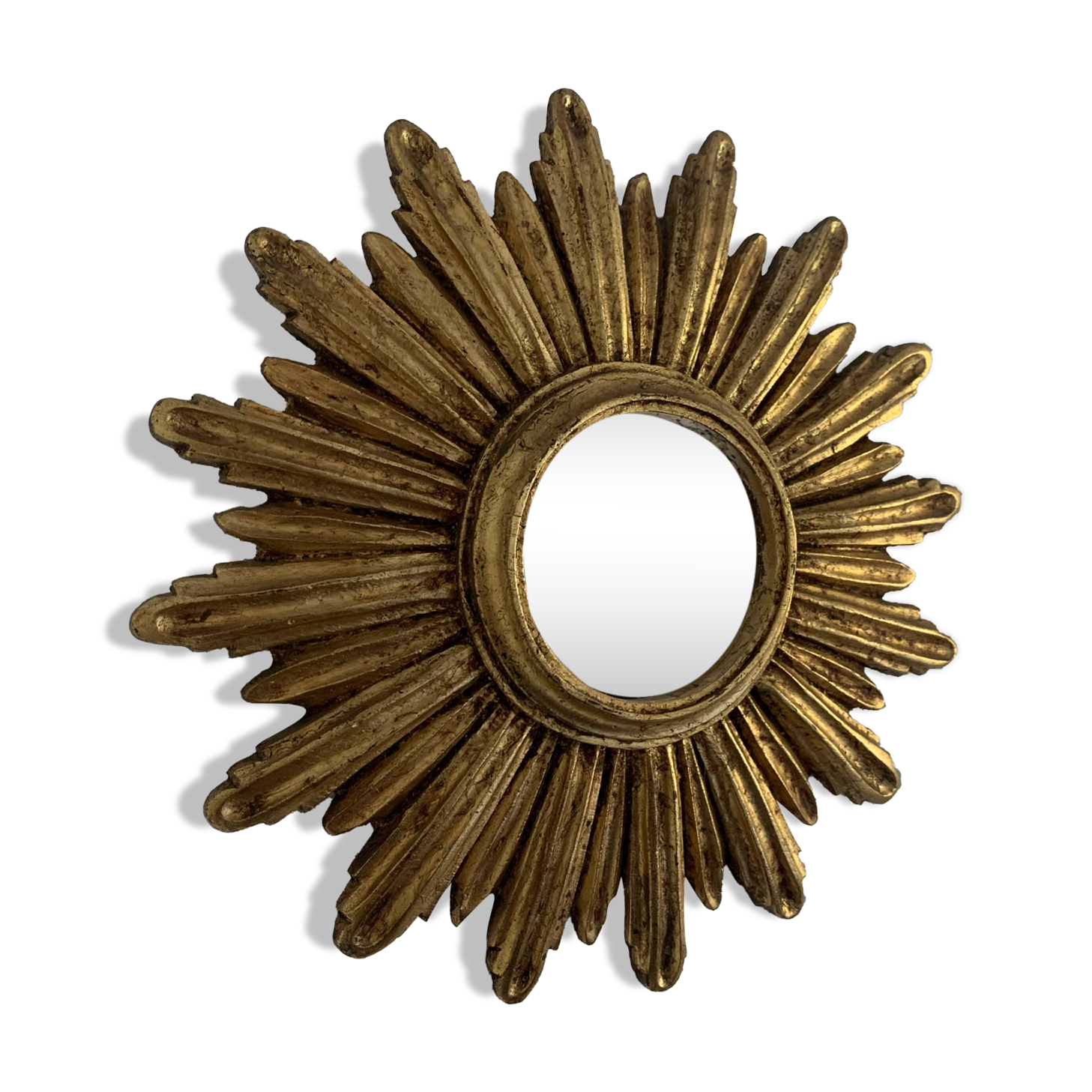 Miroir vintage 1960 soleil oeil de sorcière or - 27 cm