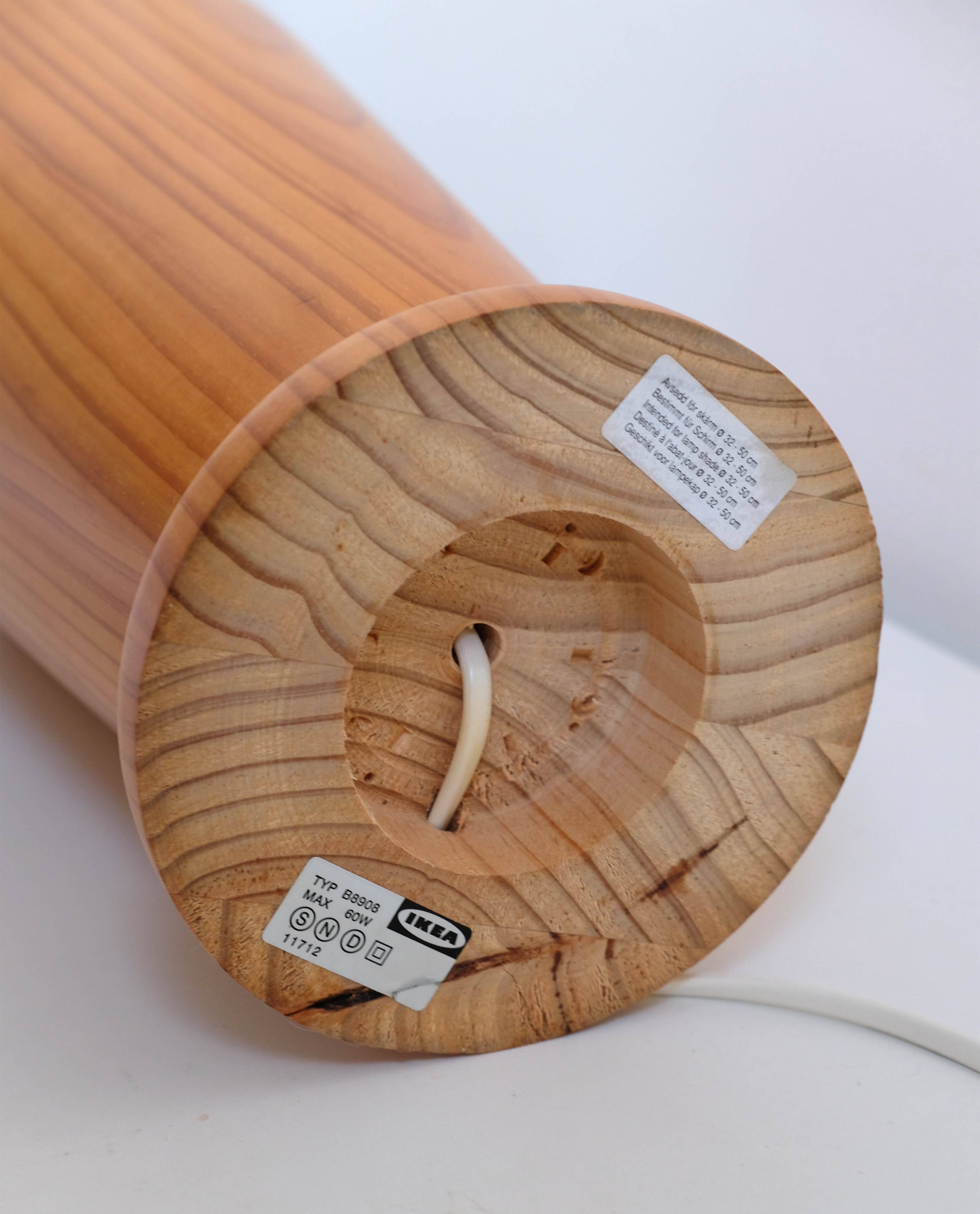 Big Vintage IKEA Table Lamp: Scandinavian Postmodern Design, Solid Wood Bas