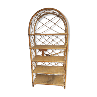 Rattan and bamboo bookcase