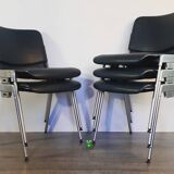 Set 5 chairs stackable Mauser in aluminium and leather, vintage 1960