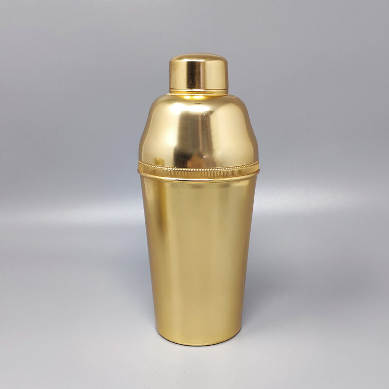 1960s Gorgeous Cocktail Shaker With Ice Bucket in Aluminium. Made in Italy