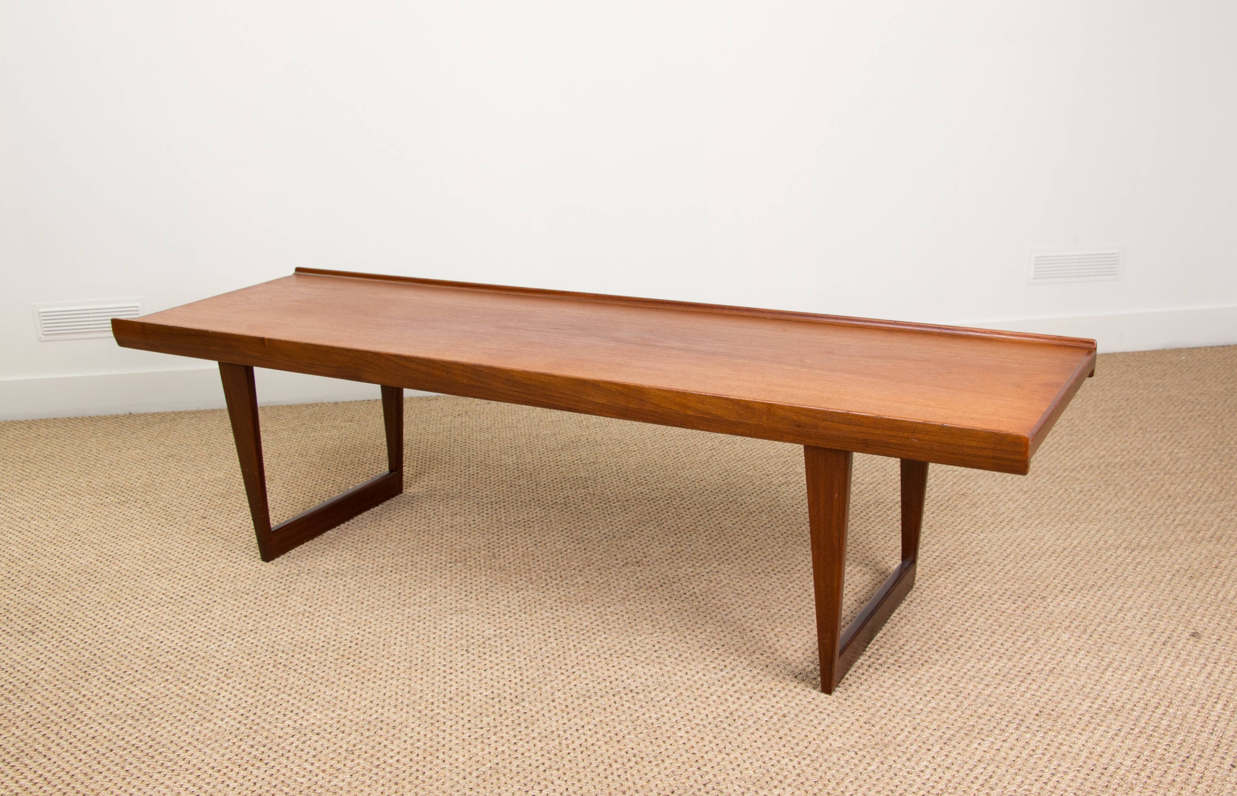 Large coffee table, or bench, Danish in teak by Peter Lovig Nielsen 1960.