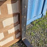 Industrial teak and metal table