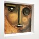 Avant-Garde Cubist portrait sculpture in flamed metal, Germany, 1990s