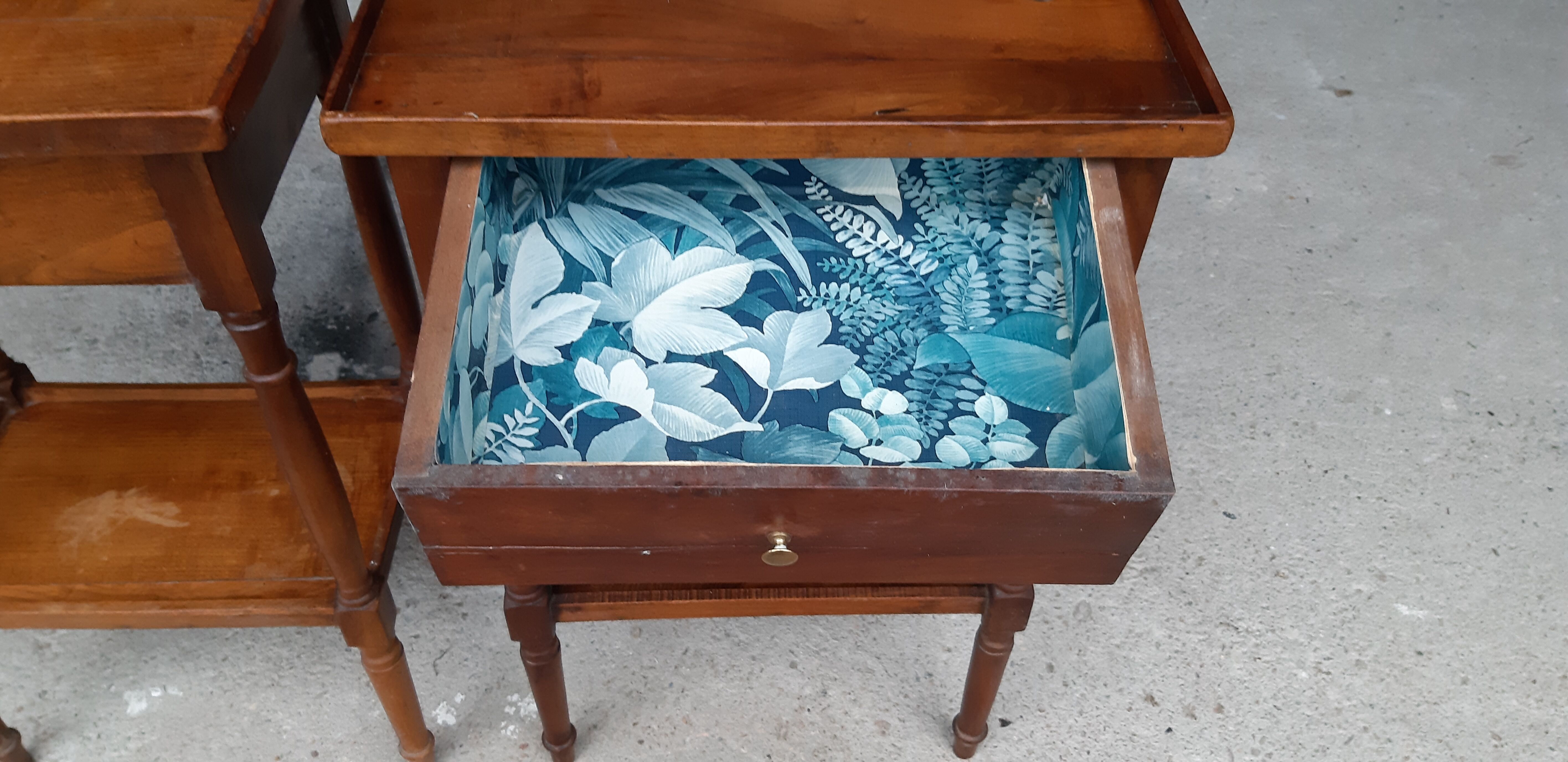 Pair of bedside tables in walnut 19th