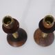 Pair of Scandinavian teak and brass candle holders