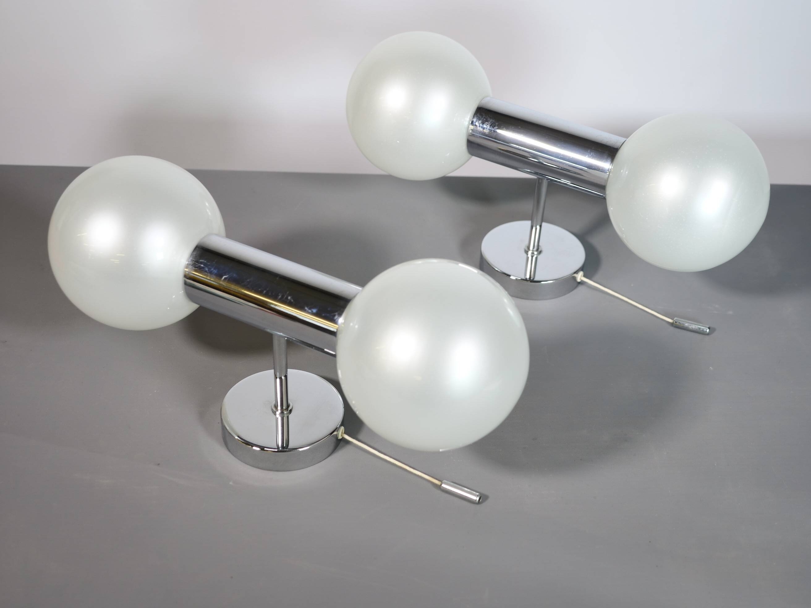 Space Age Wall Lights in Chrome by Motoko Ishii for Staff, 1970s