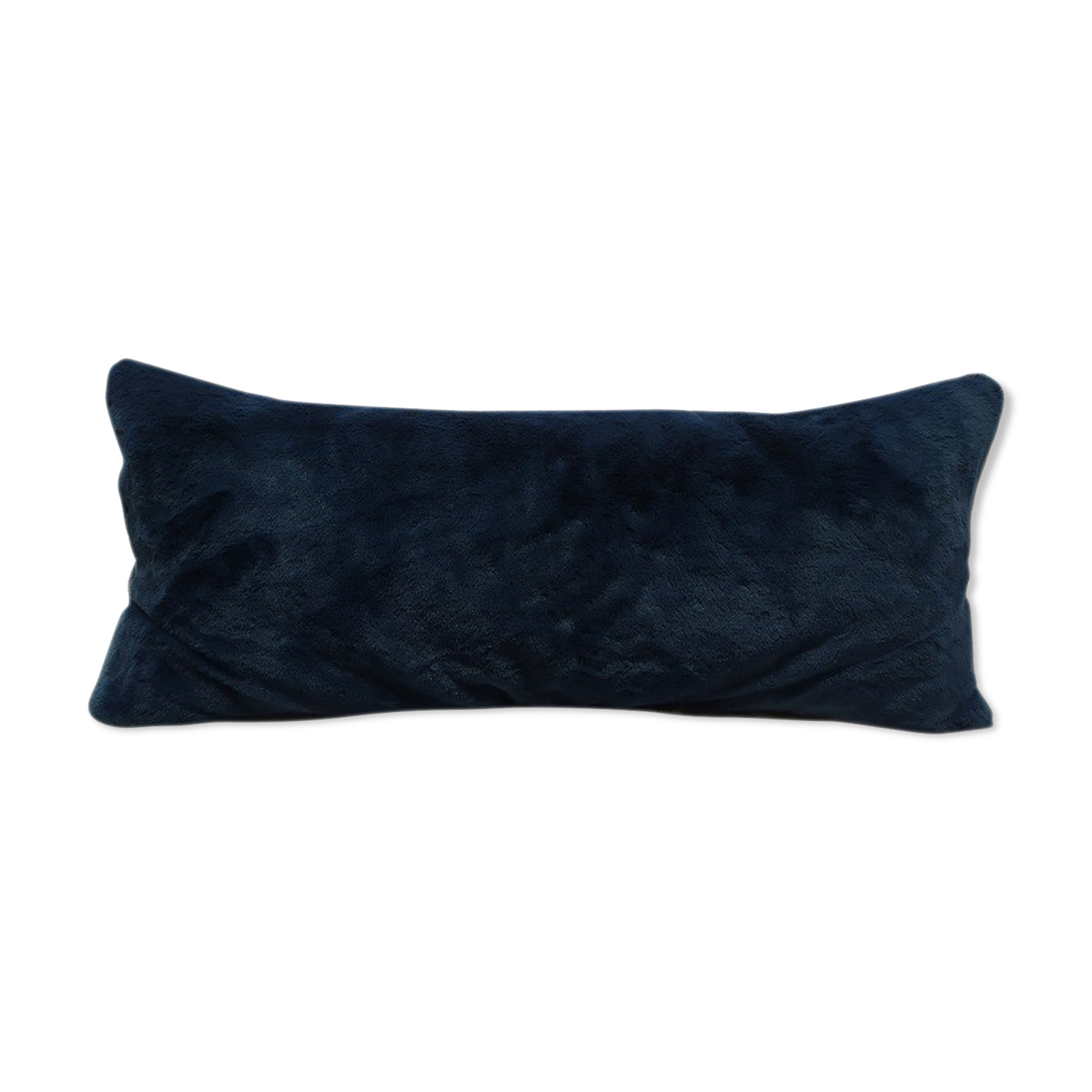 Coussin en fourrure synthétique bleu canard