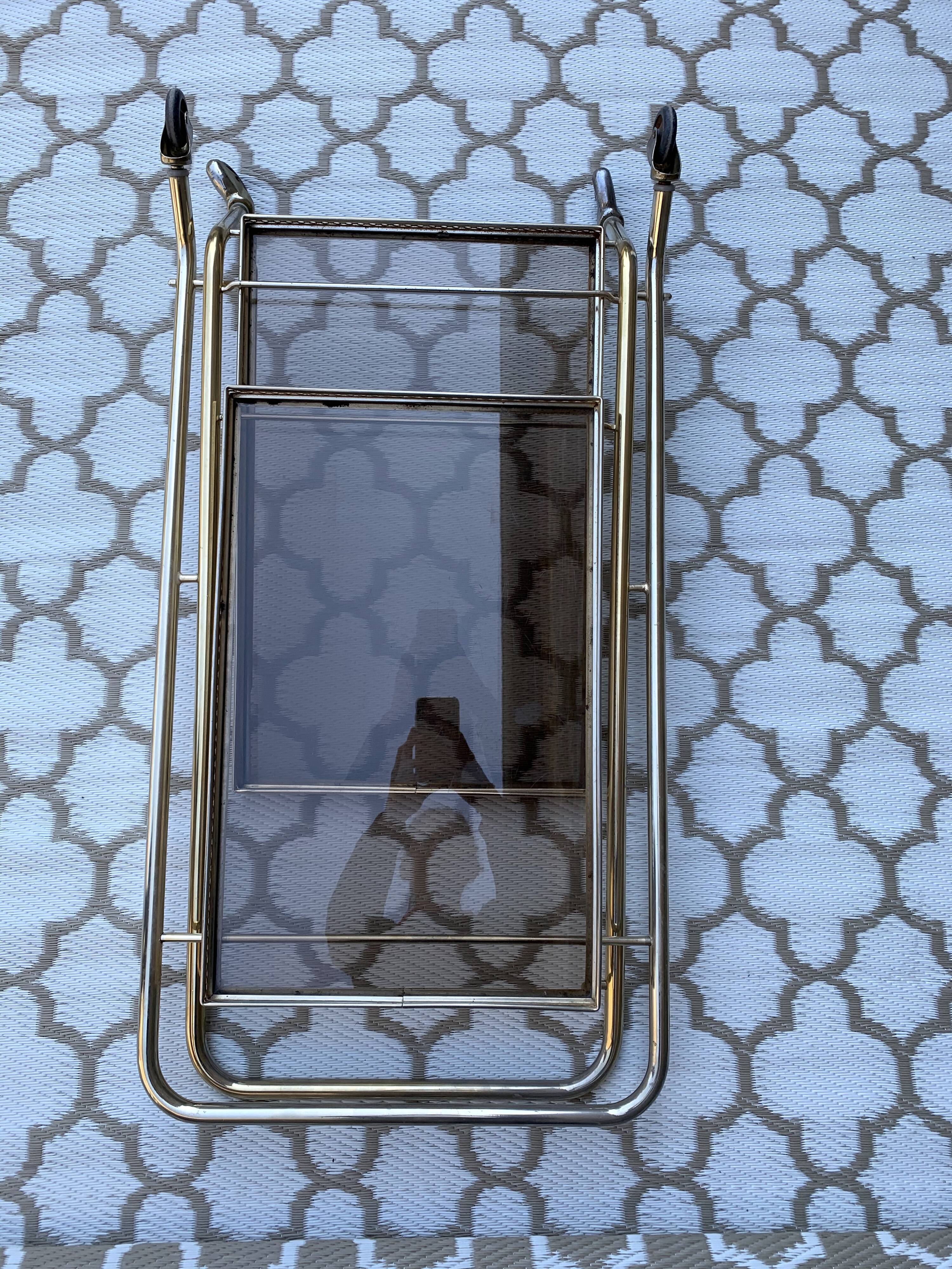 Golden dessert with wheeled glass tray