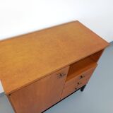 Vintage modernist style storage unit by Marcel Gascoin for Alveole in oak wood