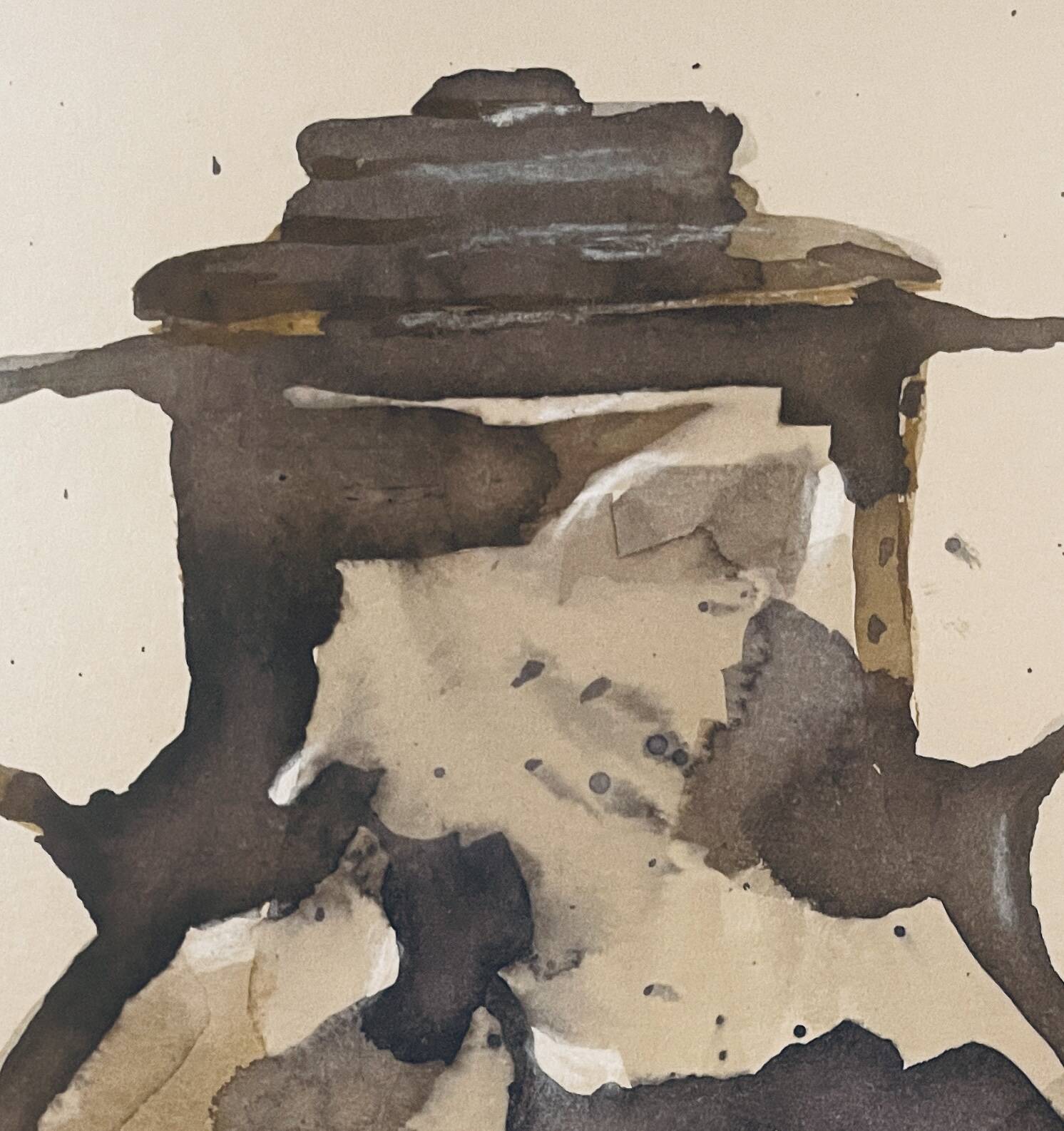 Signed watercolor and ink painting Wabi Sabi Sahara Vase