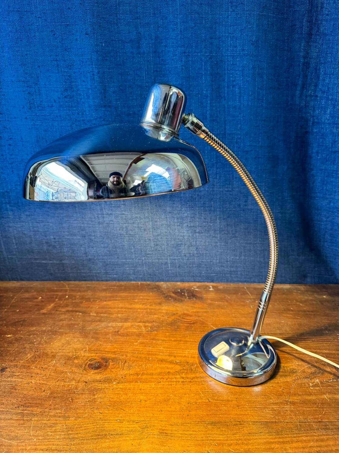Vintage chrome desk lamp by Giovanni Michelucci for Lariolux