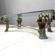 Vintage brass flower coffee table, 1970s