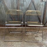 Pair of Yellow Plia Chairs Giancarlo Piretti Castelli Vintage