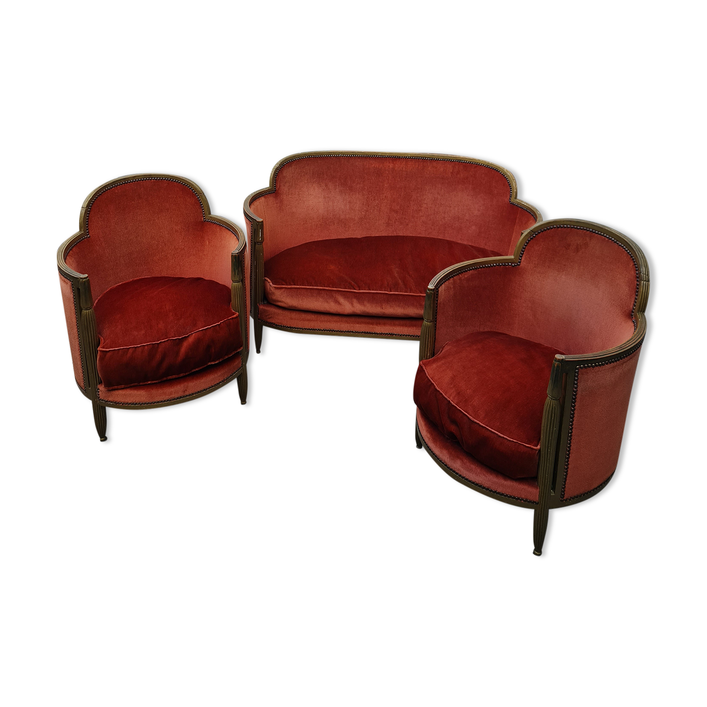 Old art deco lounge velvet gene three pieces