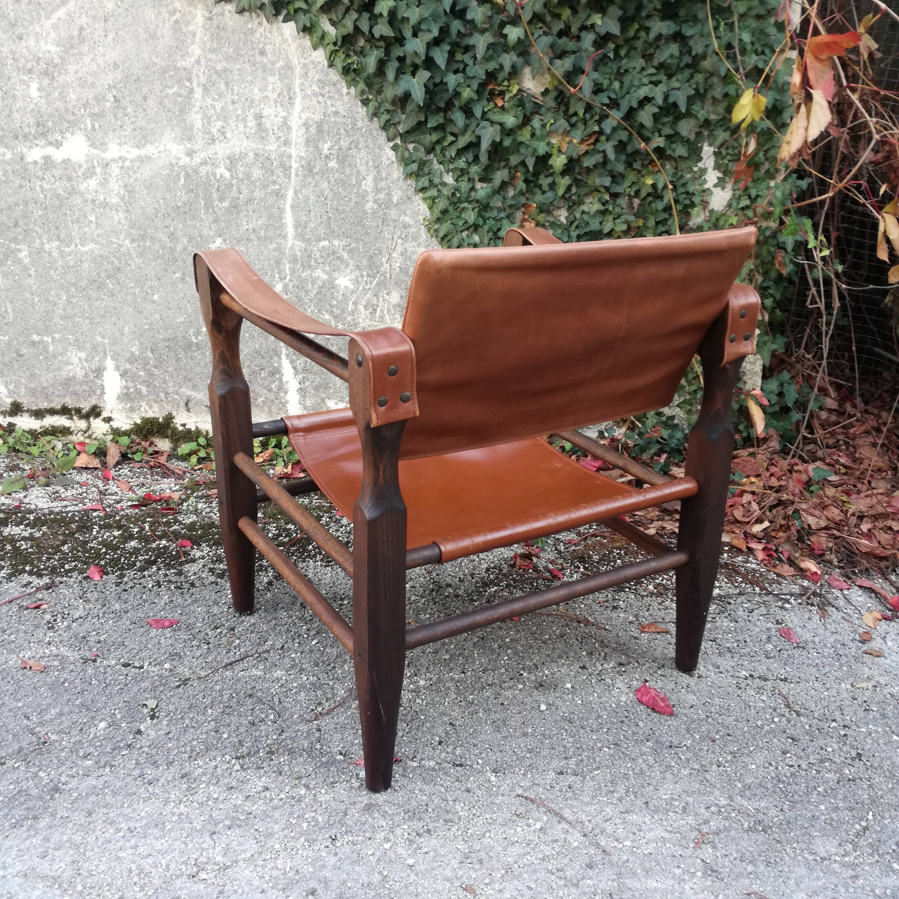 Fauteuil Safari cuir et simili cuir
