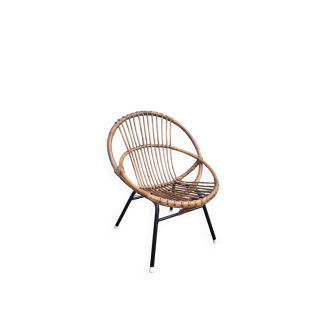 Fauteuil coquille rotin
