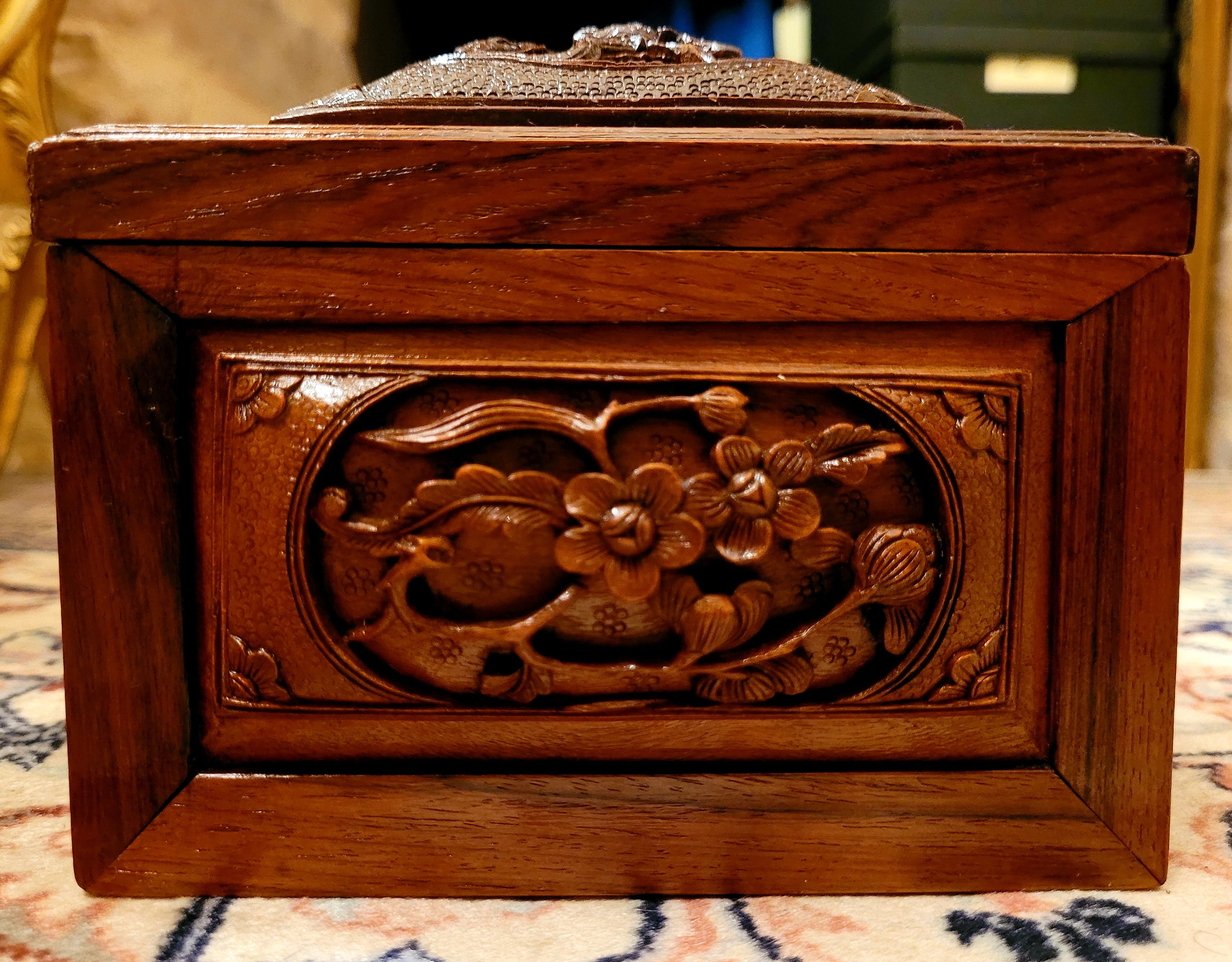 Vintage wooden box tea box 19th century Asia Indochina China