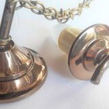 Chandelier 1950, 1960 3 lights gold metal and glass