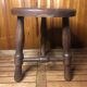 Vintage turned wood tripod milking stool #a579