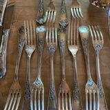 Complete silver metal cutlery housewife for 12 people