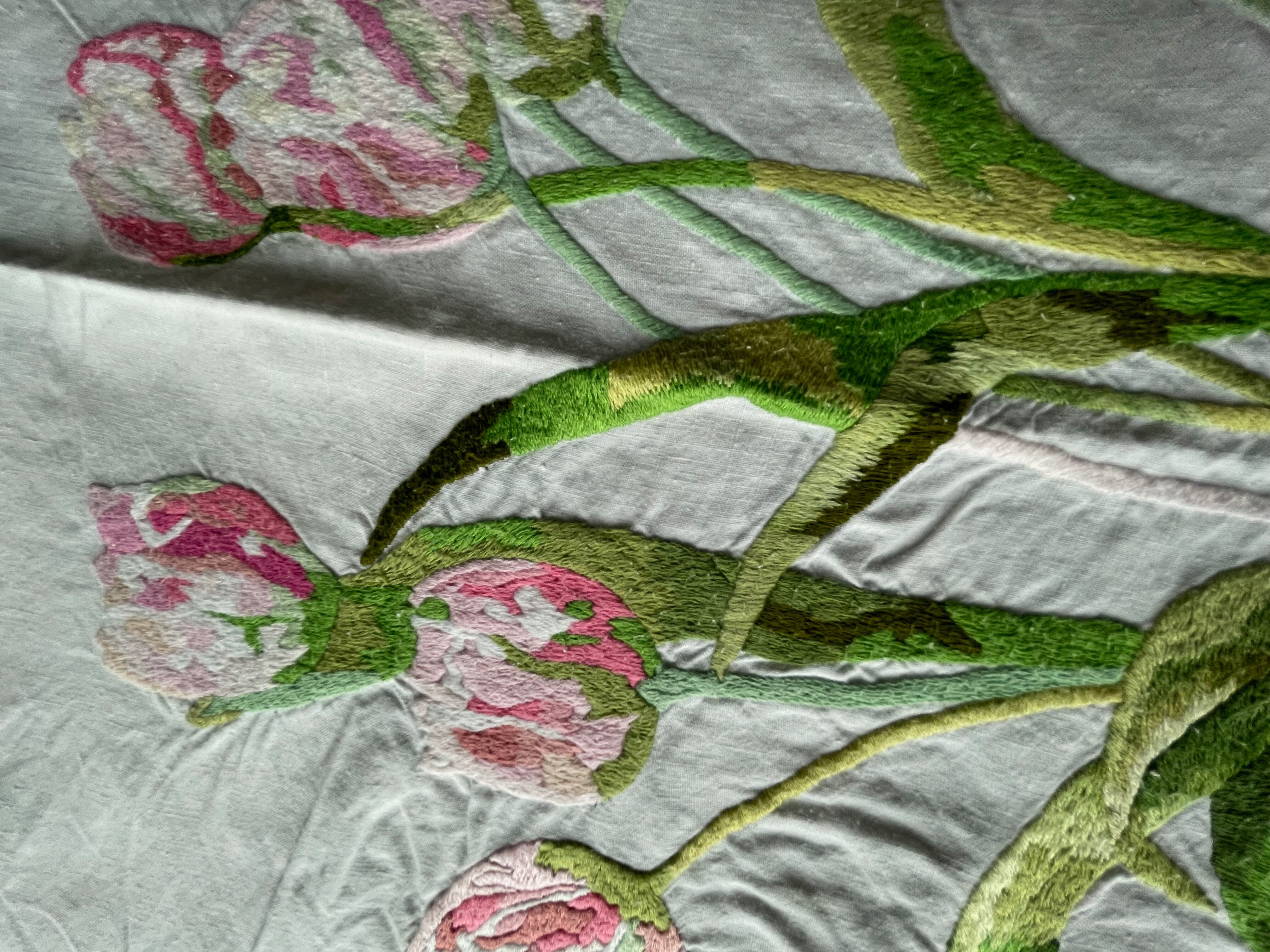 Hand-embroidered vintage tablecloth