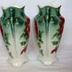Vase art new pair KG Lunéville gilding decoration flower pink soliflore tulip tree