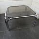 Chrome metal coffee table with smoked glass top from the 70s