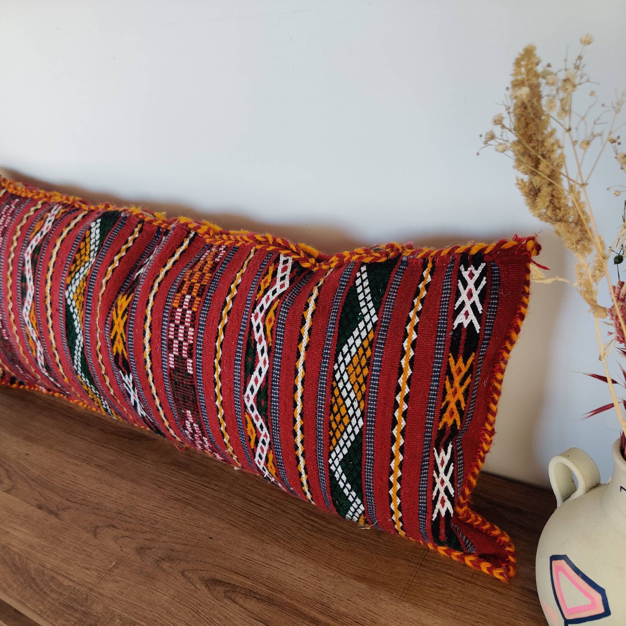 Long Moroccan ethnic Kilim cushion