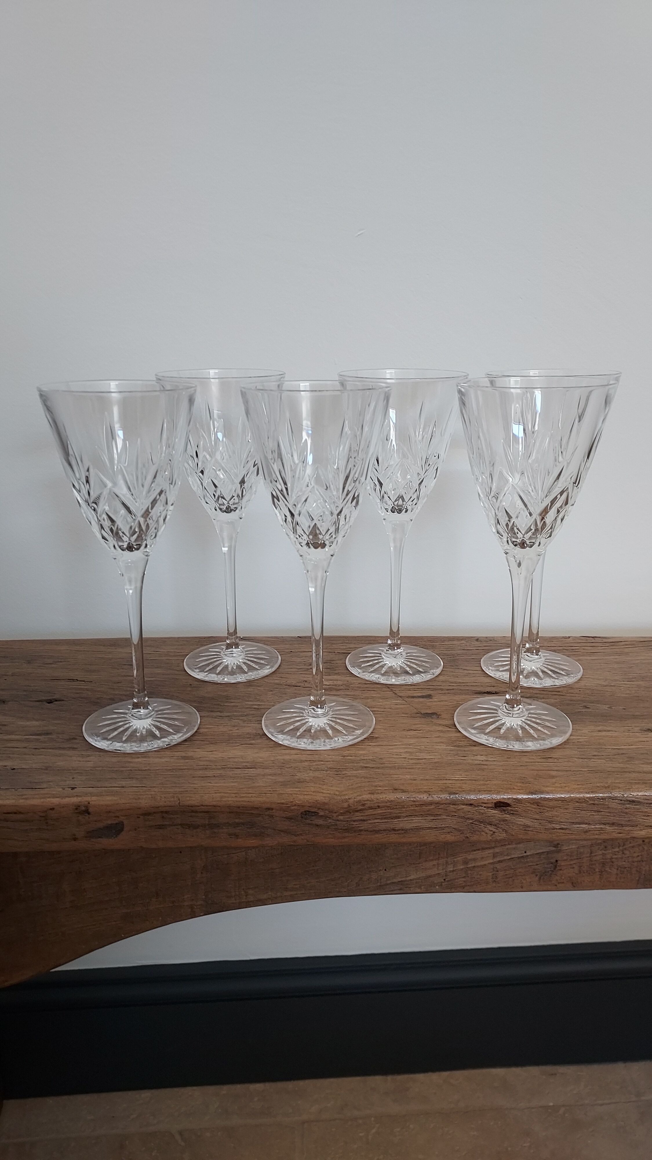 6 crystal wine glasses
