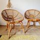 Pair of vintage basket chairs in rattan – Riviera style 1960