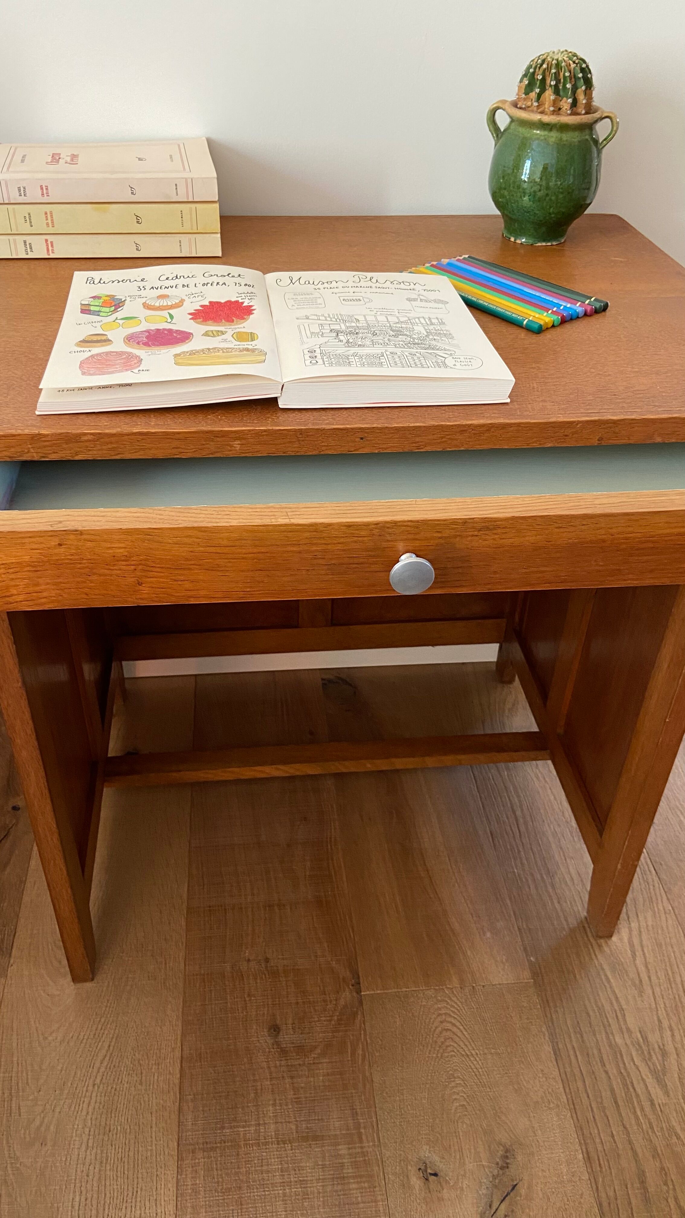 1950s vintage children's desk in light oak