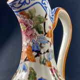 Large Gien earthenware ewer pitcher with Peonies decor