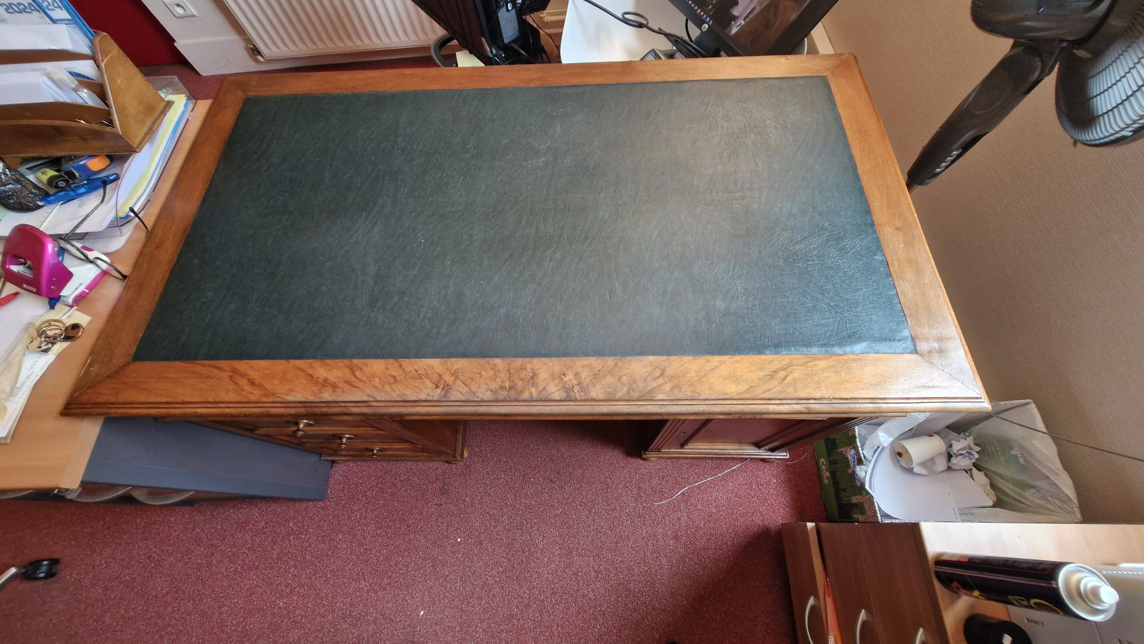 Walnut desk with leather top
