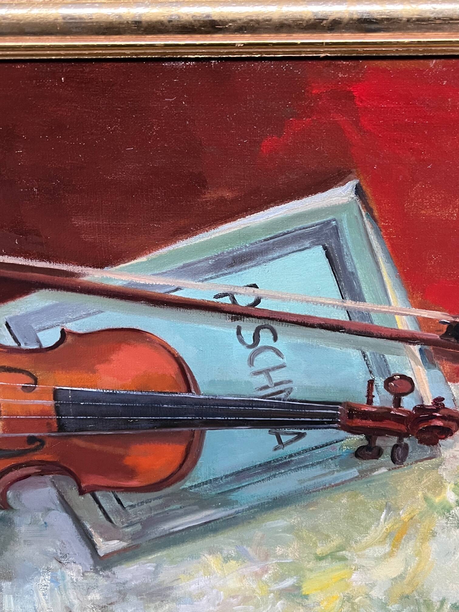 Marcel van den Plas (1939 - 2019). Nature morte au violon.