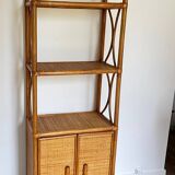 VINTAGE Bamboo Wicker Shelf