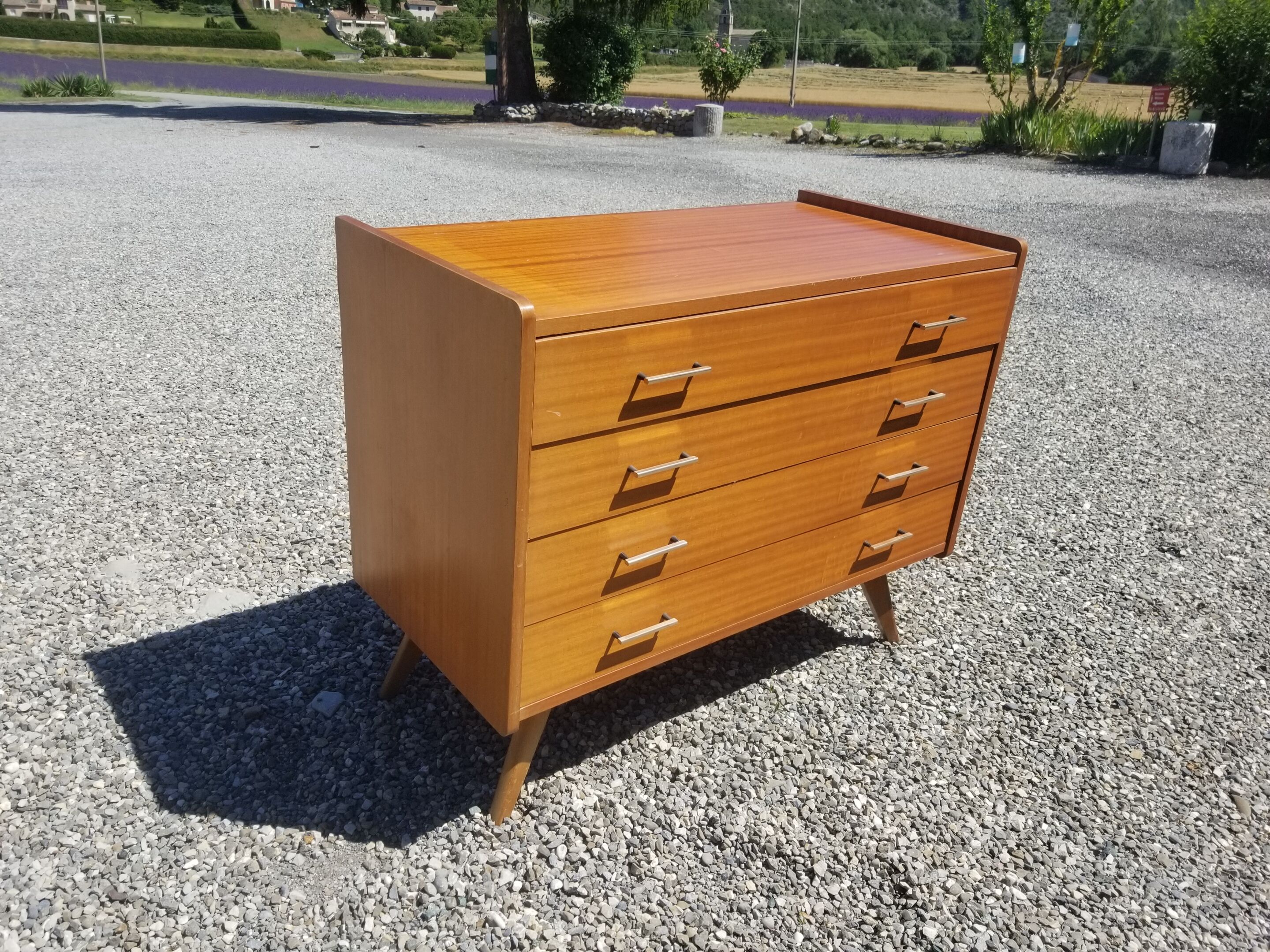 Vintage dresser 4 drawers feet compass - 60s