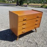 Vintage dresser 4 drawers feet compass - 60s