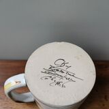 Mug tasse en grès vintage signé