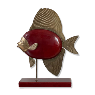 Decorative fish in wood and bronze