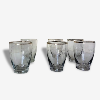 Series of six small glasses 50's