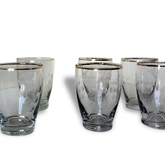 Series of six small glasses 50's