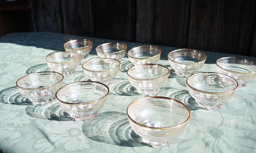 6 old champagne glasses 60s