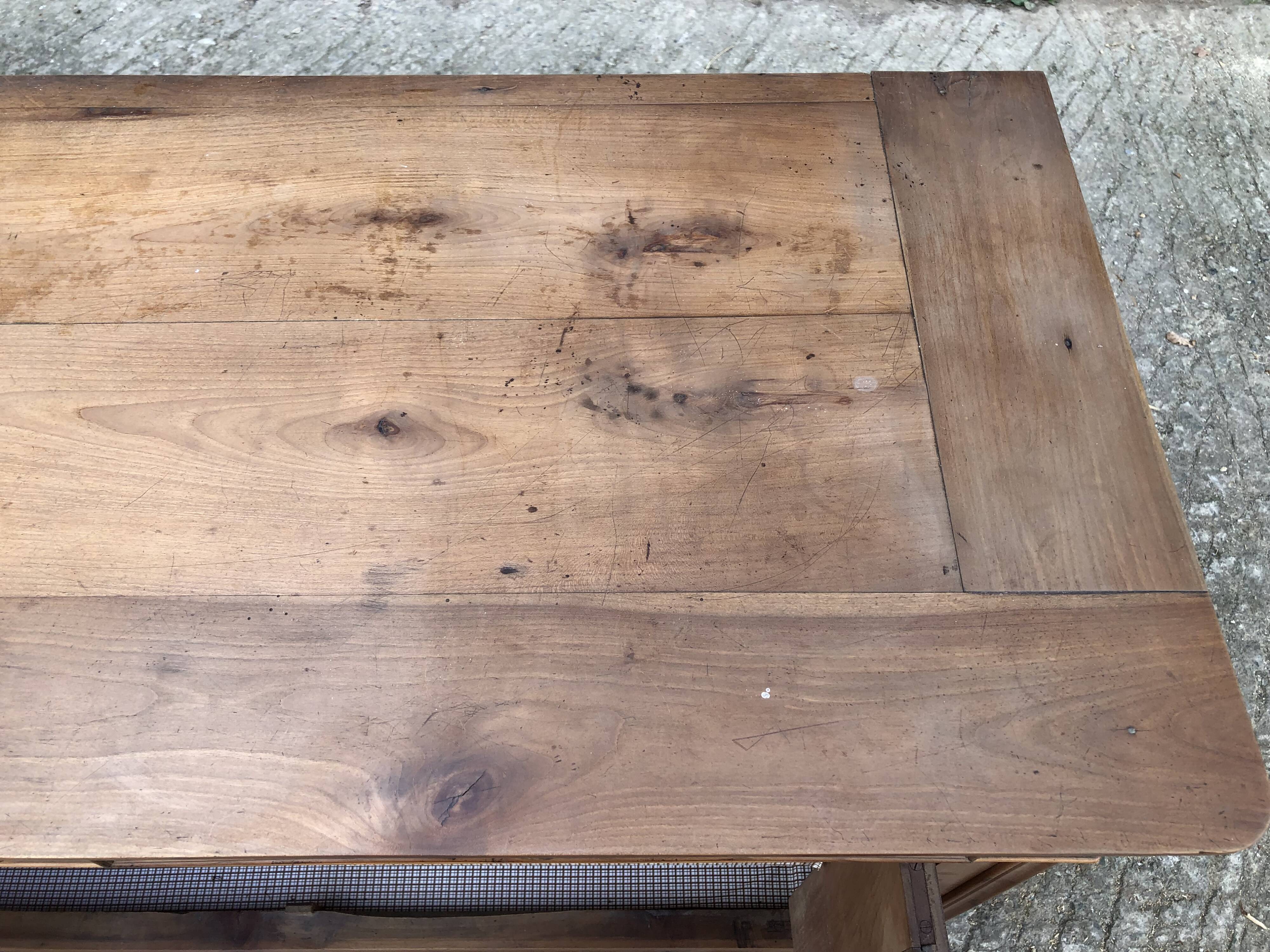 Antique low sideboard in solid cherry wood with 2 doors and 3 drawers