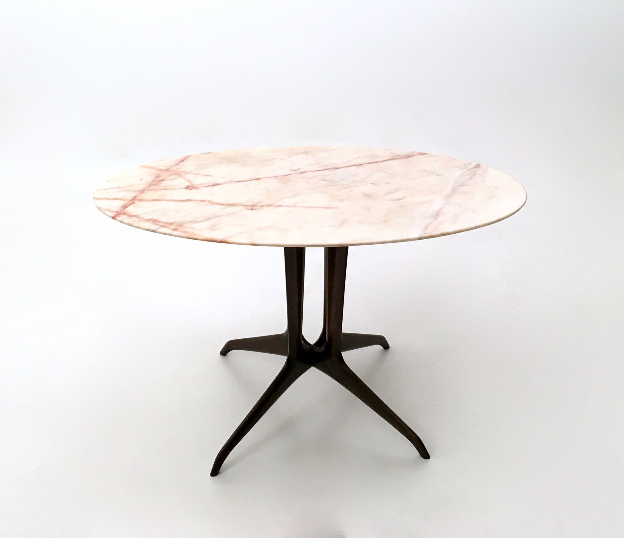 Vintage Coffee Table by Guglielmo Ulrich with an Oval Marble Top, Italy