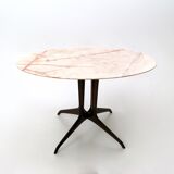 Vintage Coffee Table by Guglielmo Ulrich with an Oval Marble Top, Italy