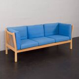 Danish mid century deep blue three seater sofa attr. to Stouby, 1980s.