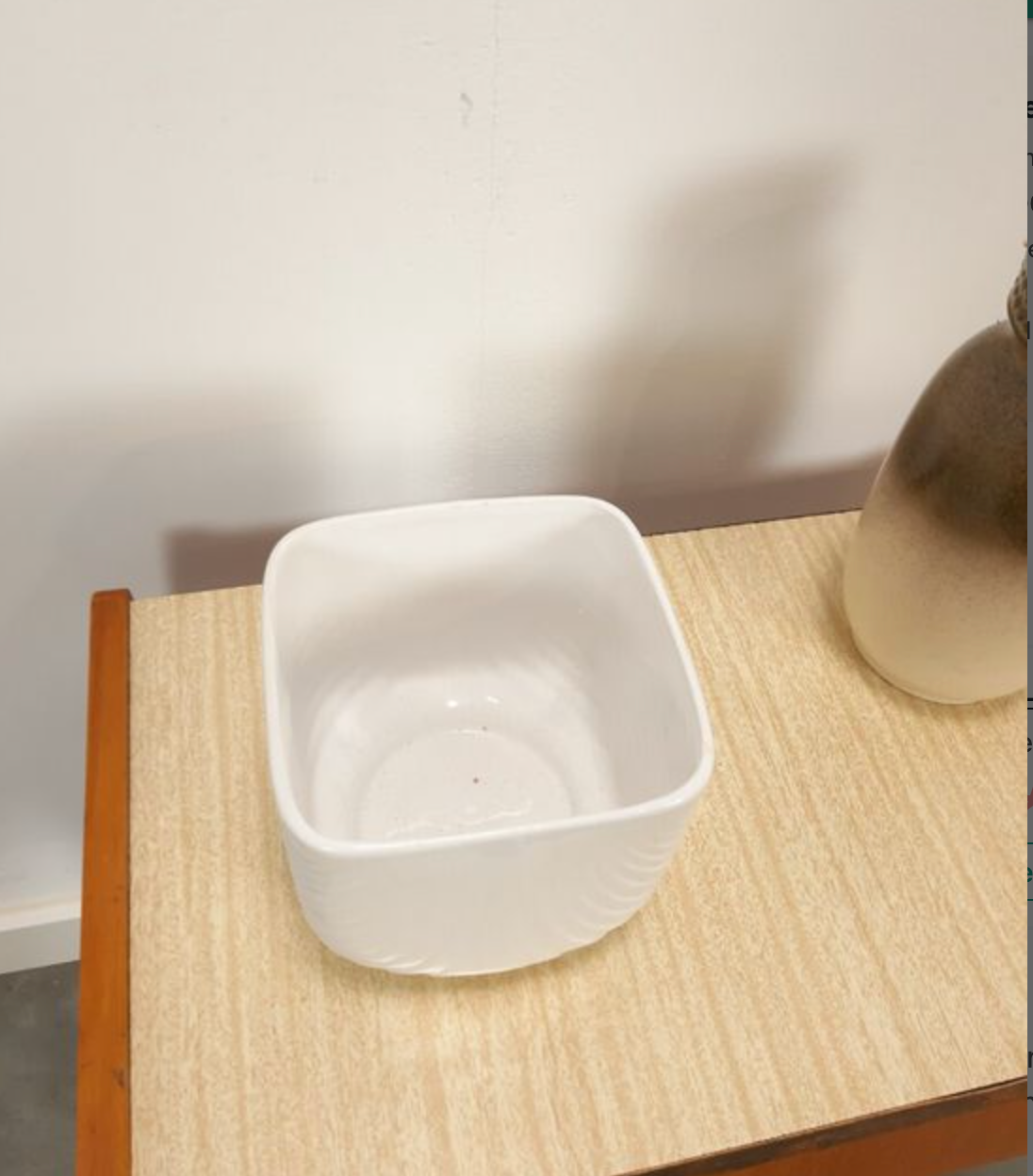 Vintage white flower pot with relief