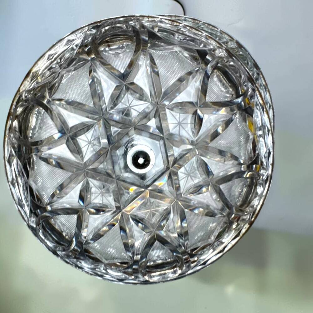 Mid Century Italian Modern glass and chrome hanging lamp